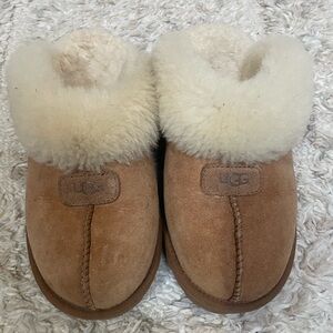 UGG Coquette Chestnut Suede Shearling Clog Slippers